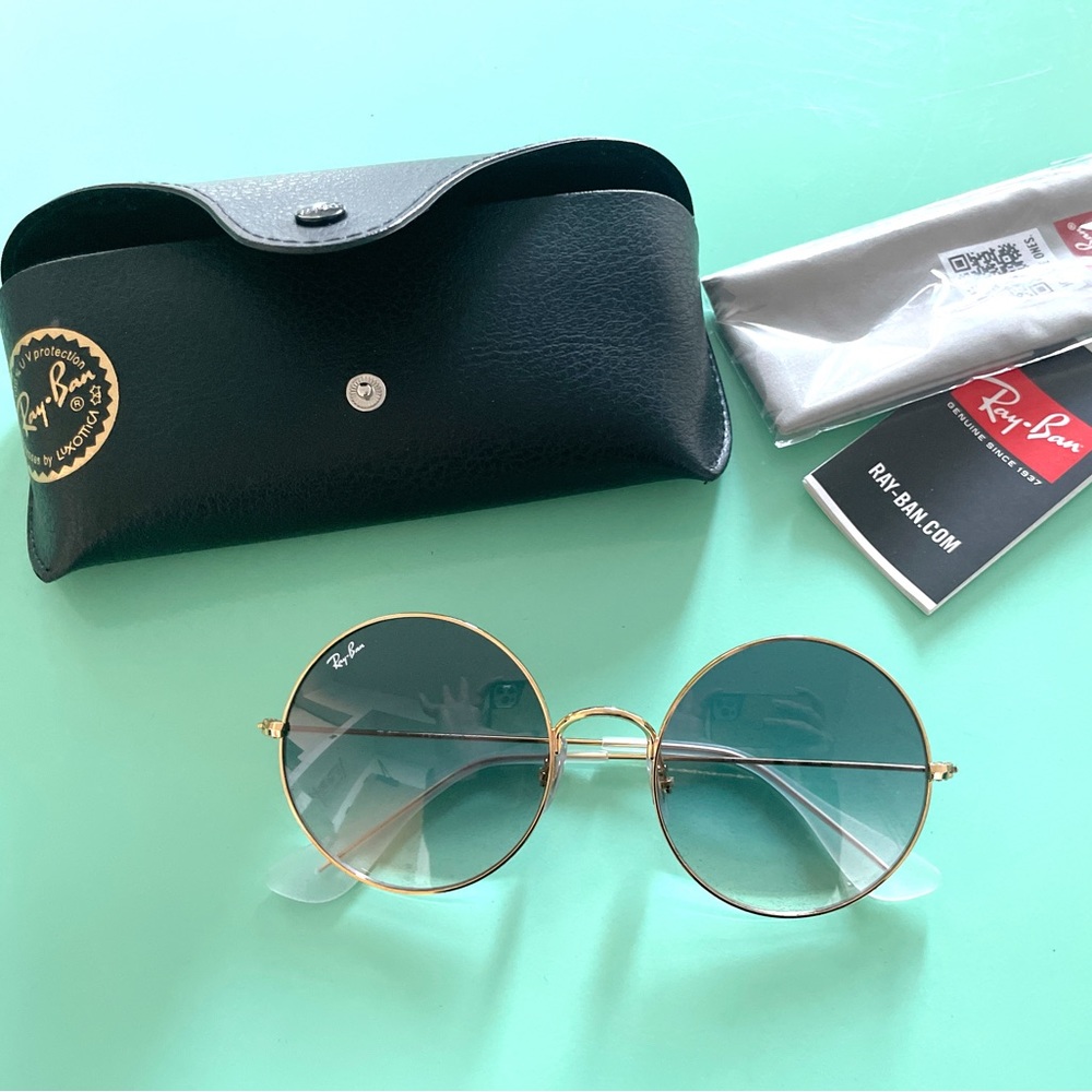 Ray Ban Ja-Jo blue gradient gold frame xl sunglasses round oversized